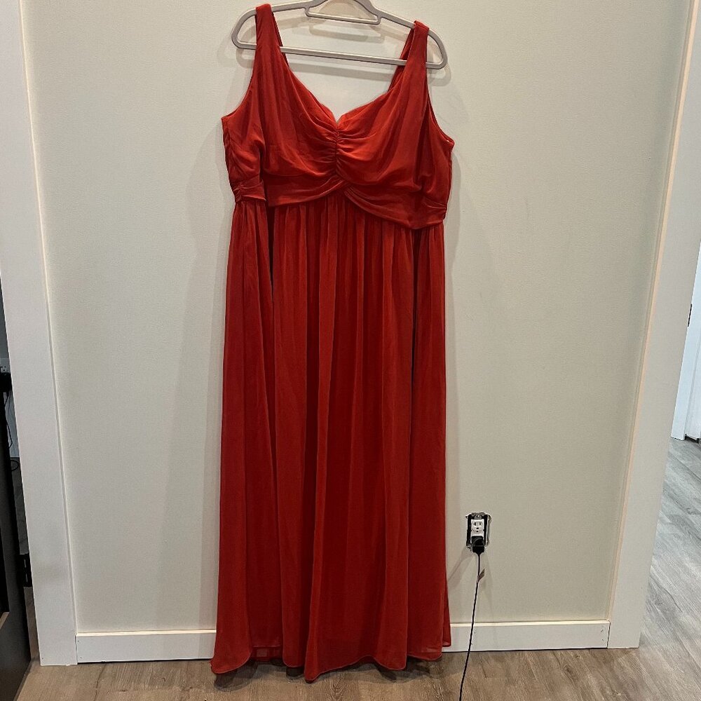 Dessy Collection Formal Maxi Dress Coral Amber Sunset Sleeveless Plus Size 26W